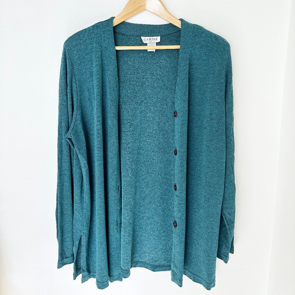 Caribe - Teal Button Up Cardigan